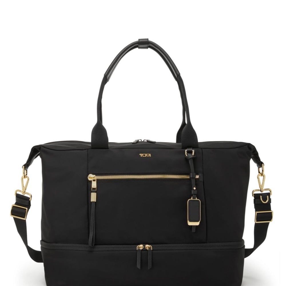 Tumi Black Tote with Gold Hardware